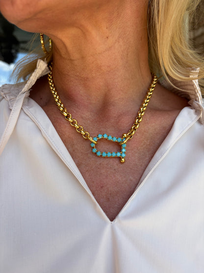 Horsebit Turquoise Link Necklace