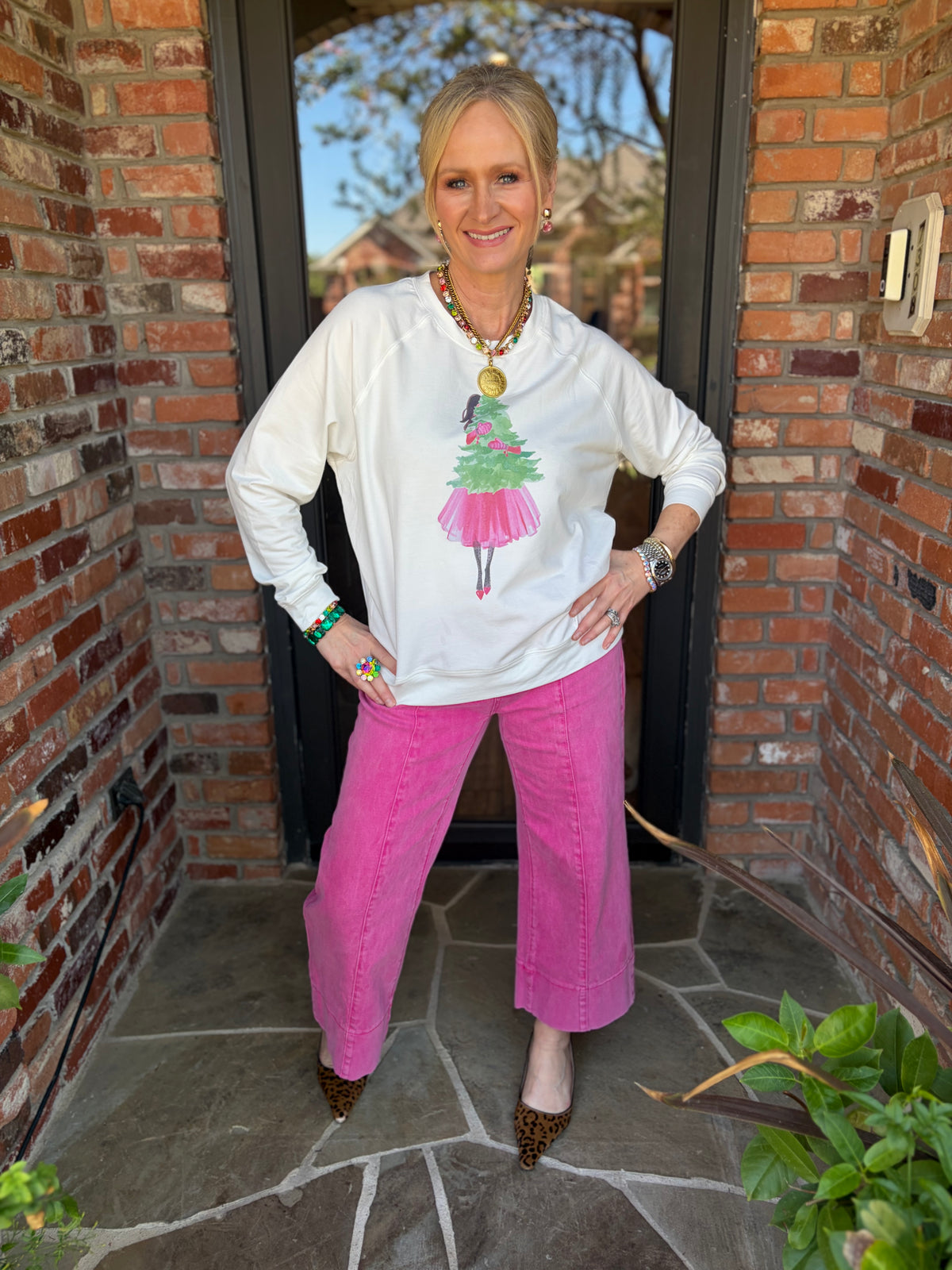 Pink Christmas Tree Girl SweatShirt