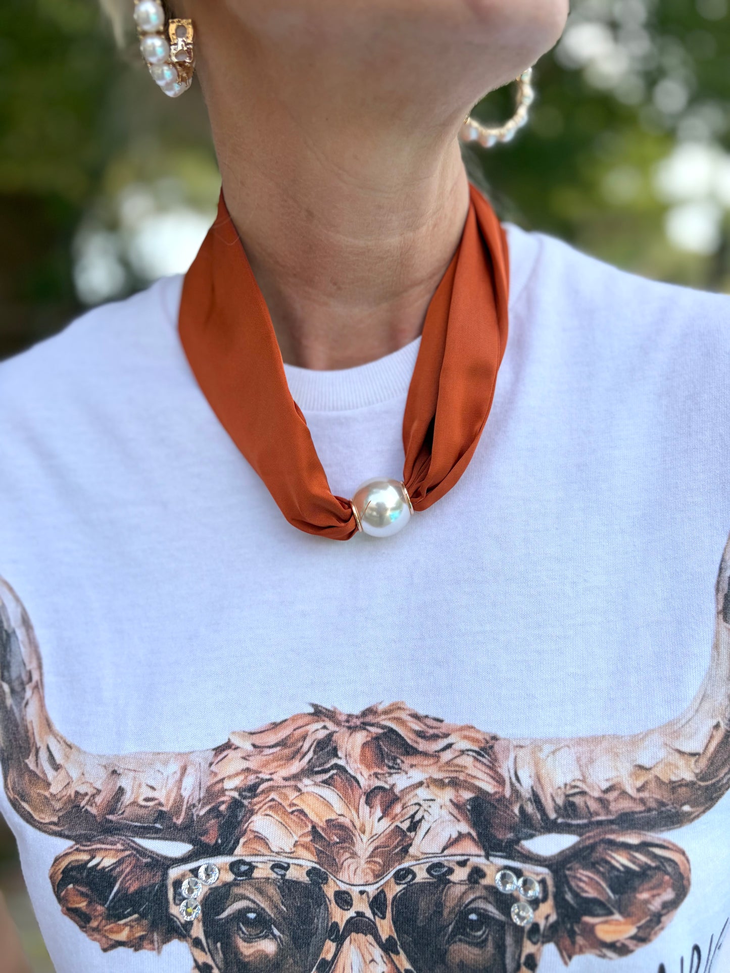 Burnt Orange Pearl Magnetic Scarf/Necklace