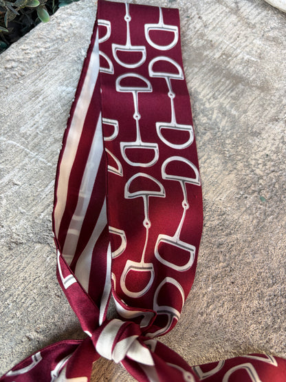 Stylish Gameday Twilly-Burgundy and White