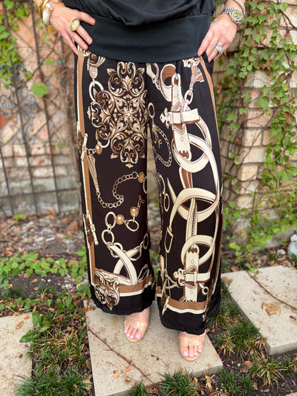Samantha Stylish Belt/Chain Black Pant