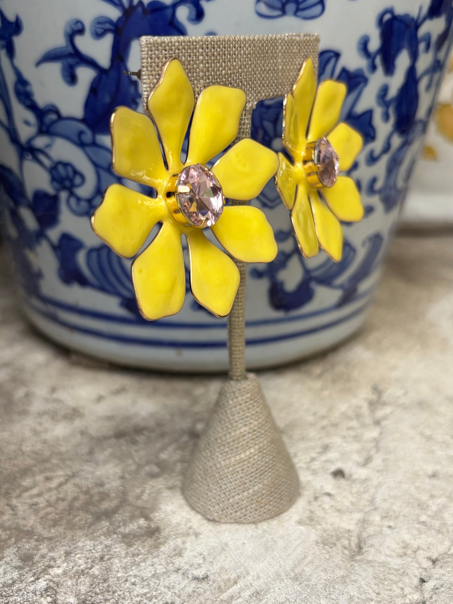 Yellow Pop Flower Earrings