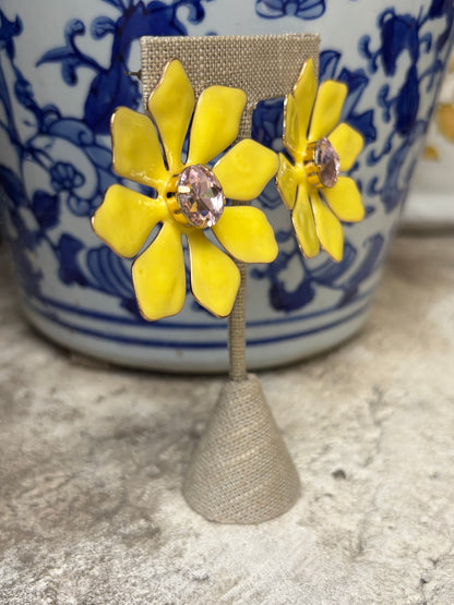 Yellow Pop Flower Earrings
