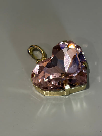 Elle Pink Crystal Heart Charm
