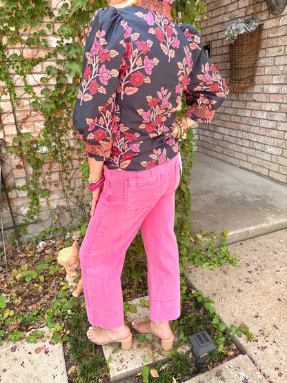 Hot Pink Wide Leg Denim