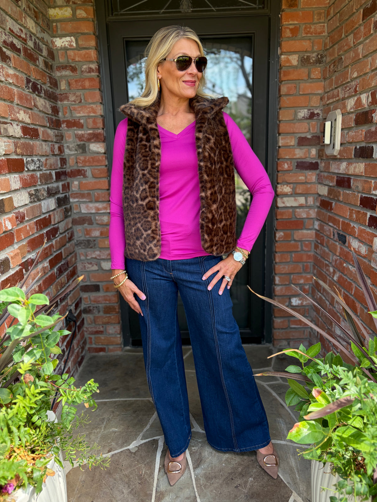 Berry Bold V Neck Tee