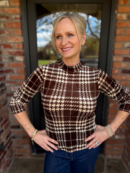 Haley Herringbone Mock Neck