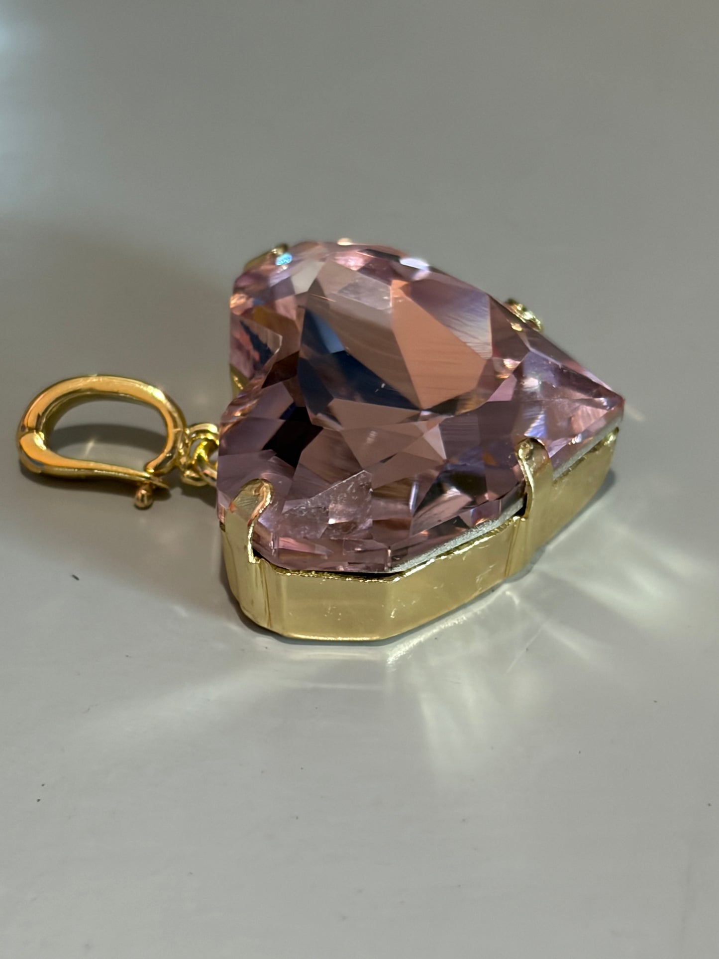 Elle Pink Crystal Heart Charm