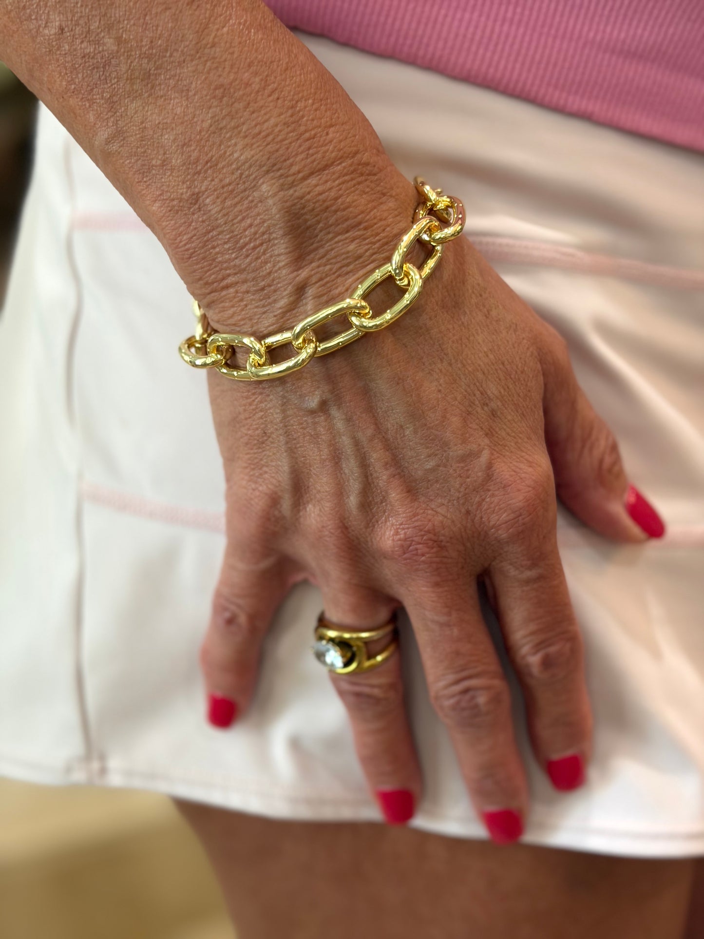 Charming Gold Large Link Bracelet
