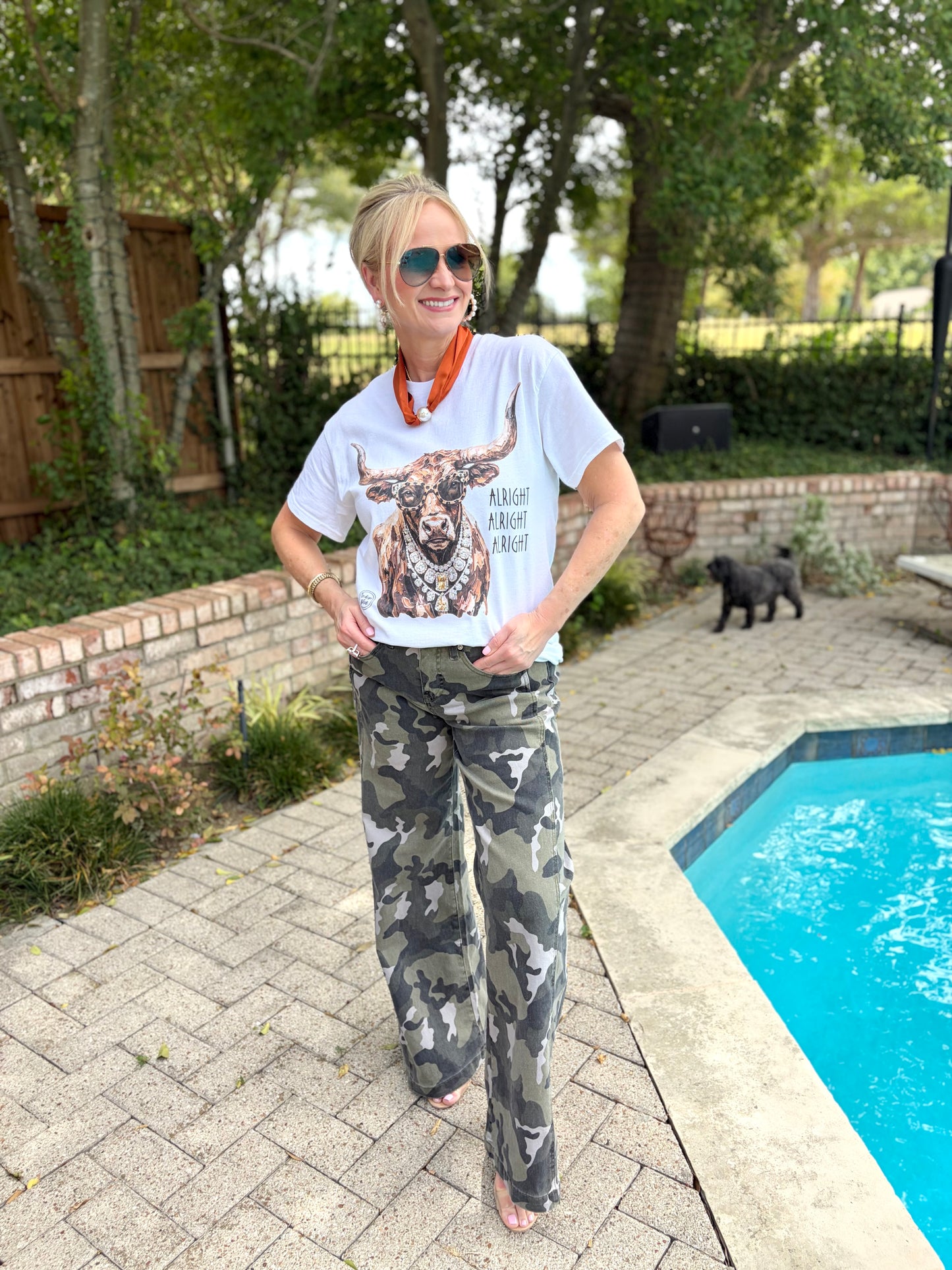 Calista Elevated Wide Leg Camo Print Denim