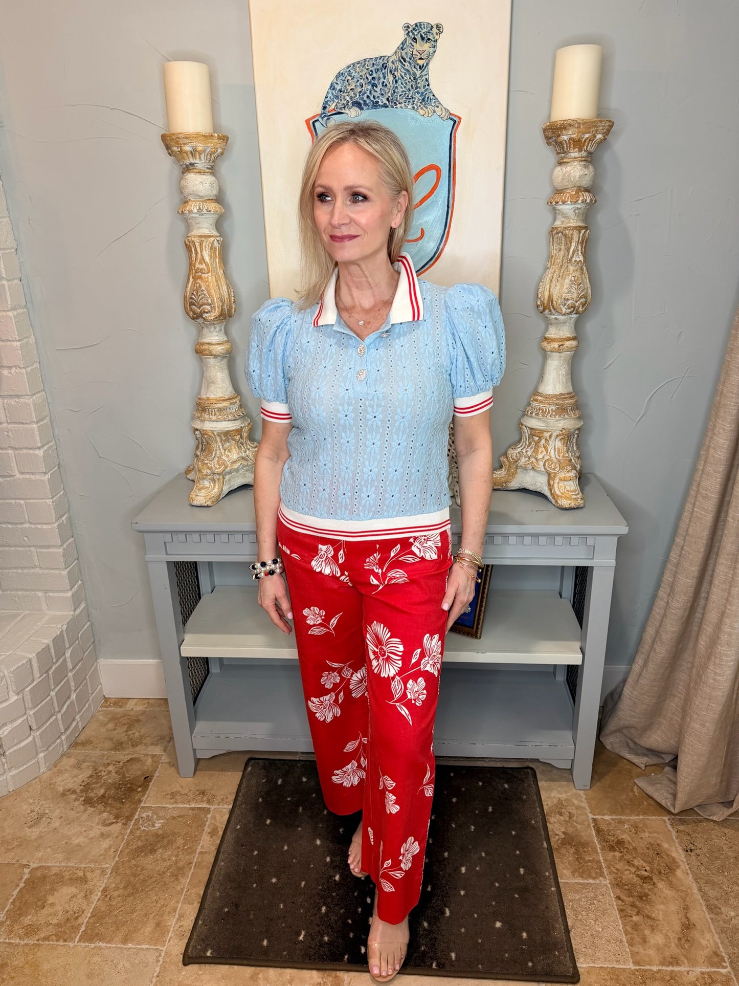 Carolina Prep Eyelet Blouse