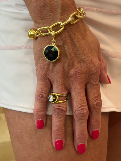 Black Gemstone  Charm