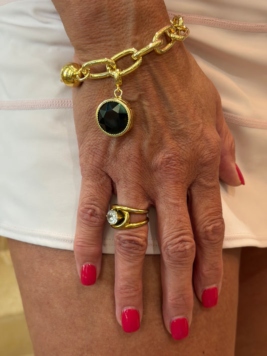 Black Gemstone  Charm