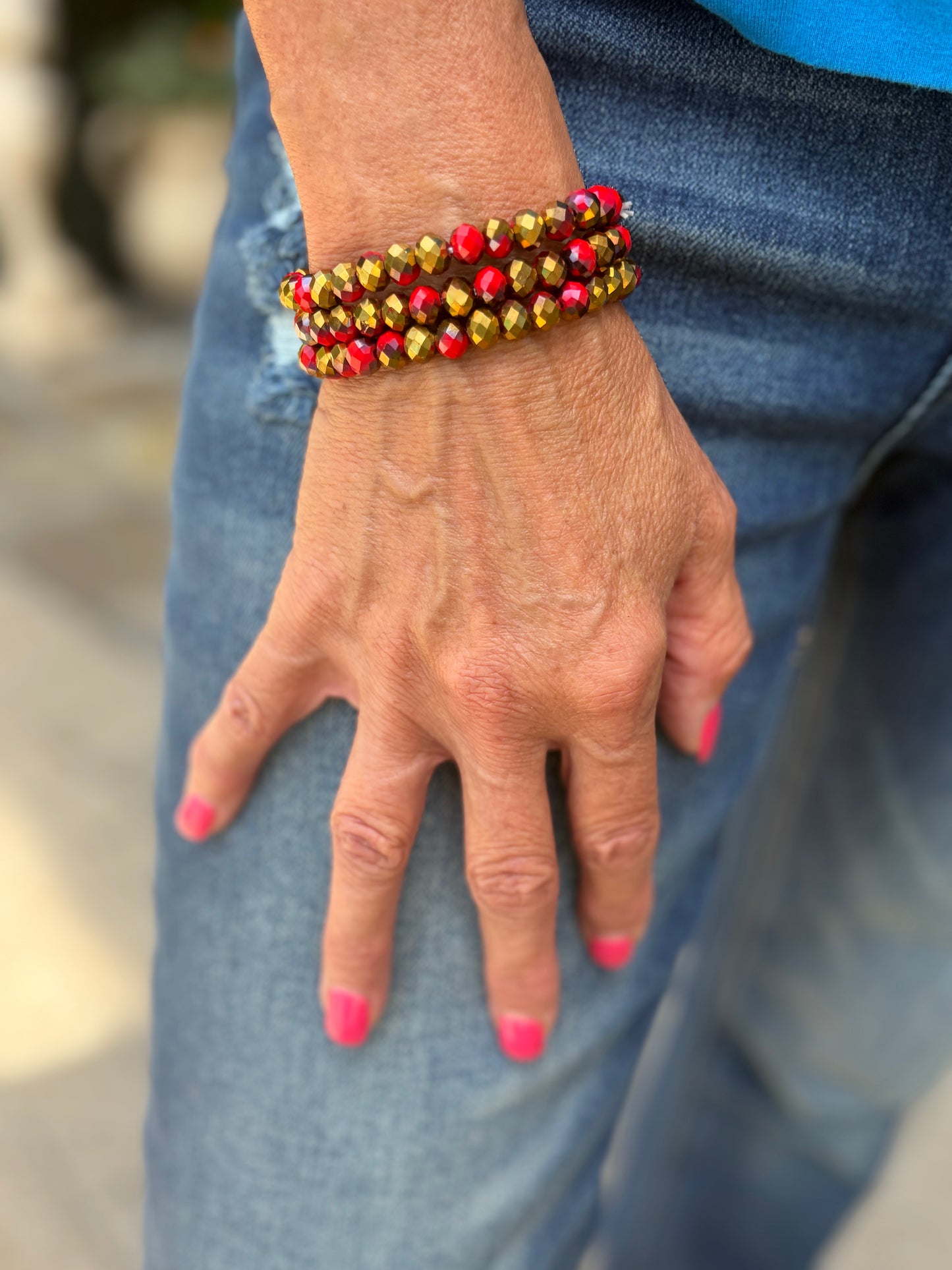 Shimmer Gold and Red Bracelet