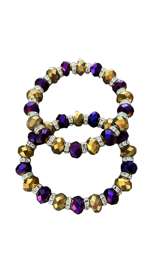 LSU Style Bead Bracelet