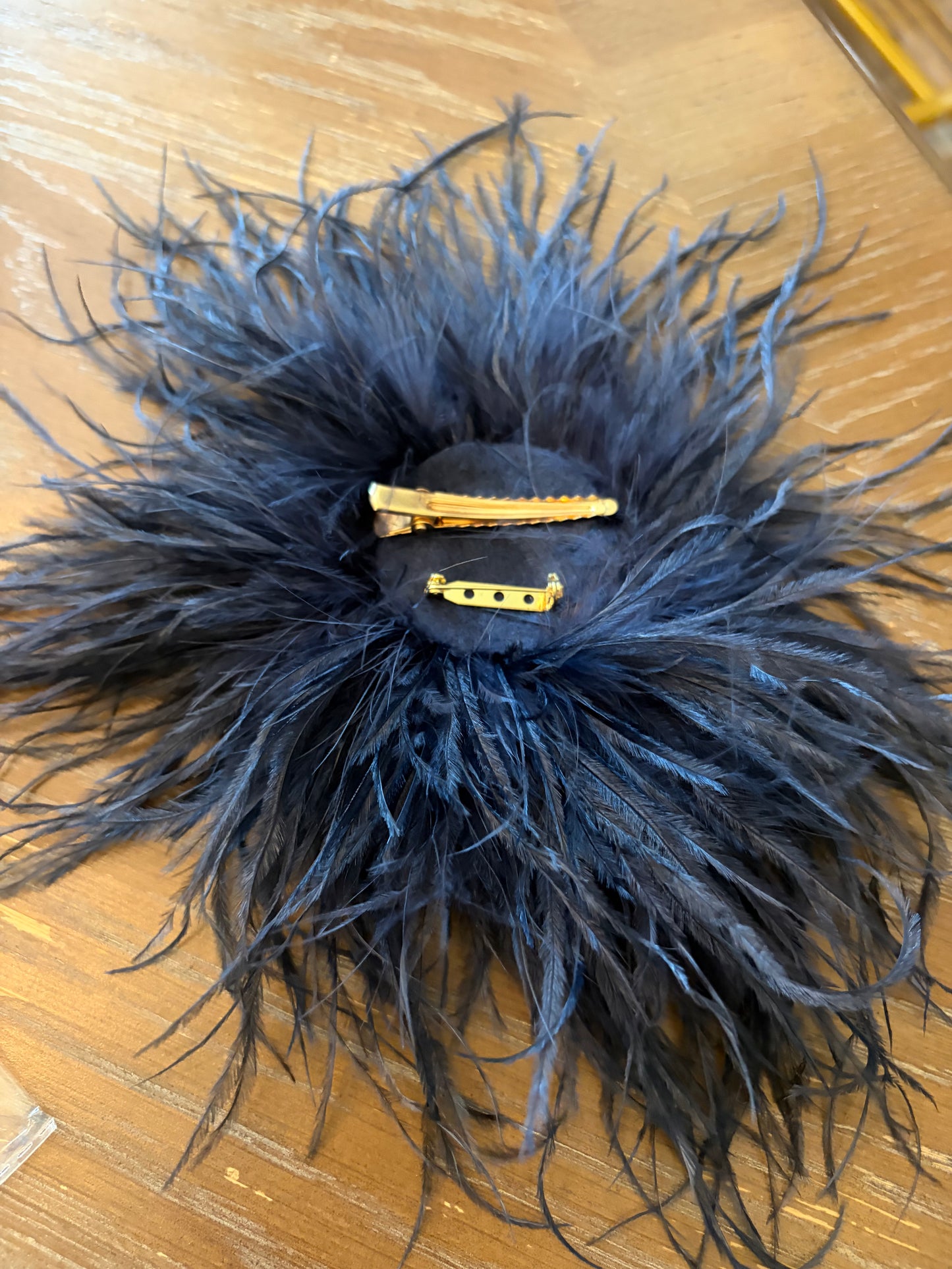 Ostrich Feather Puff - Navy