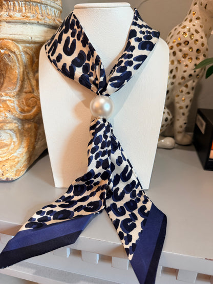 Leopard Luxe Twilly with Pearl Accent