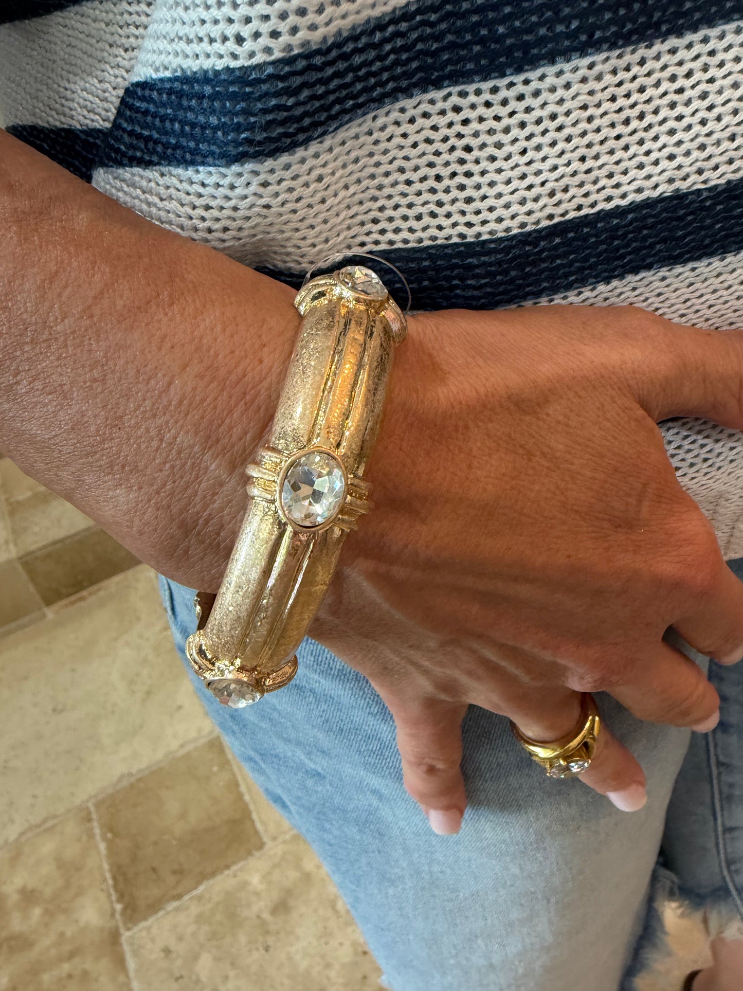 Gold Moment Crystal Bangle