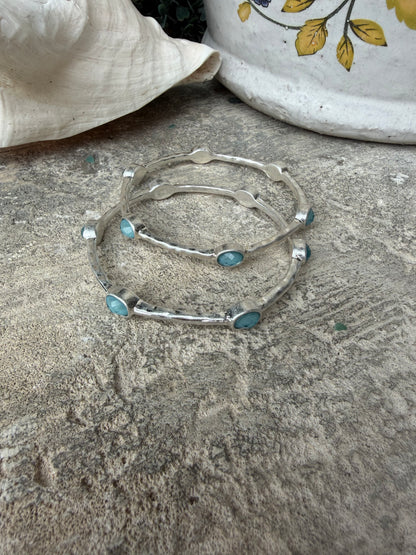 Sea Glass Radiance Bracelet Set-Silver