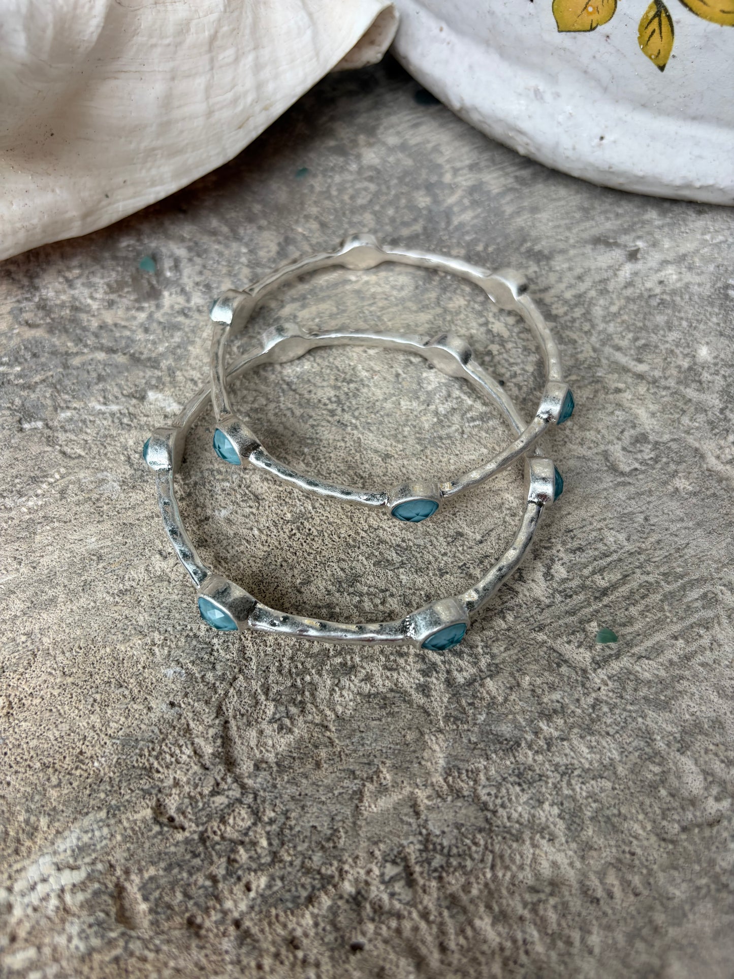 Sea Glass Radiance Bracelet Set-Silver