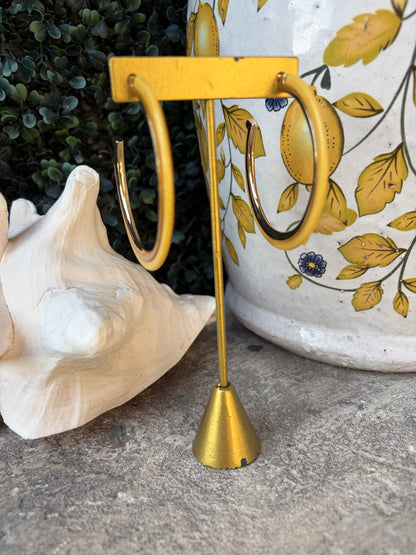 yellow hoop earrings with gold on the inside
