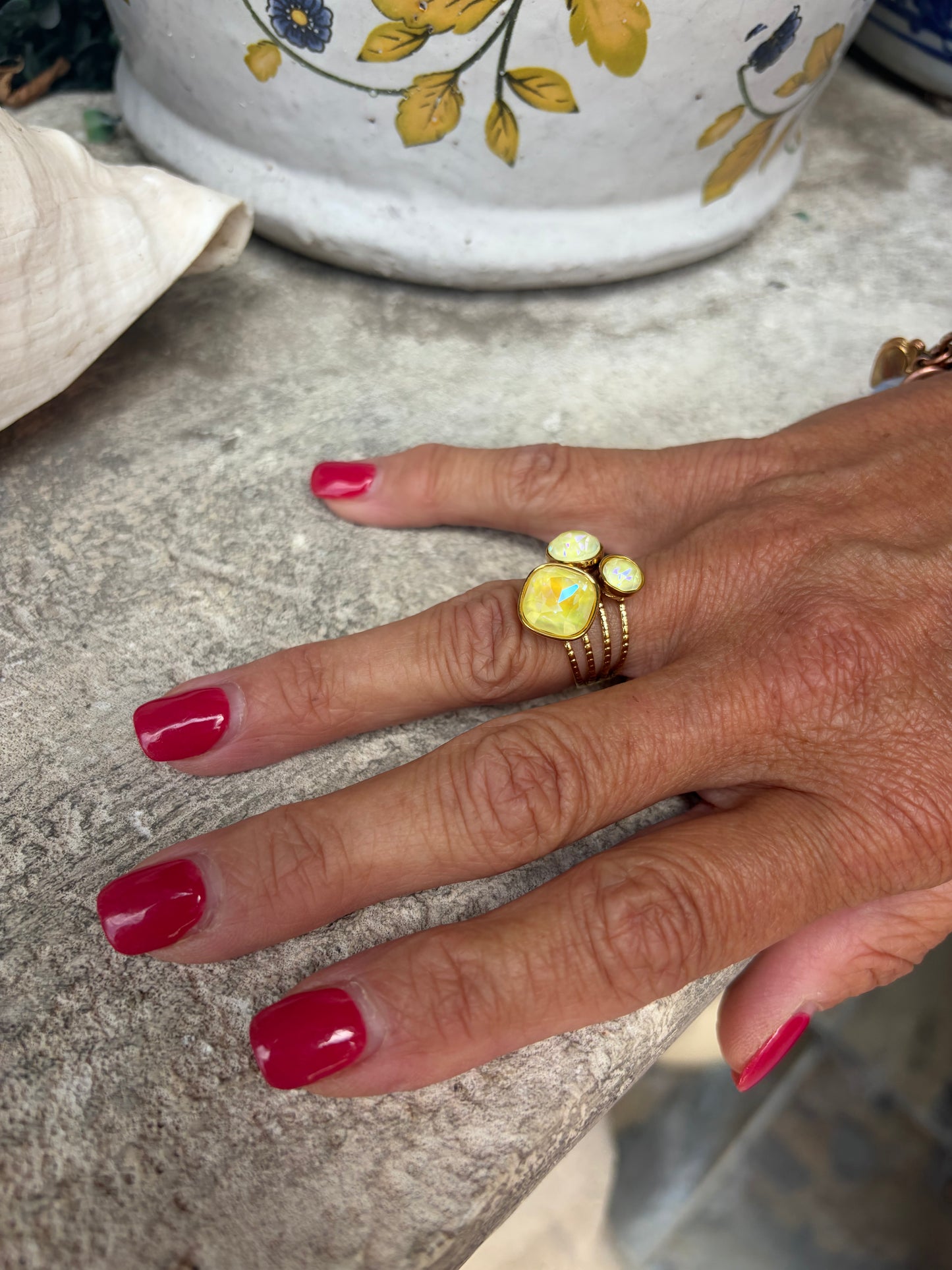 Aurelia Three Stone Ring- Yellow