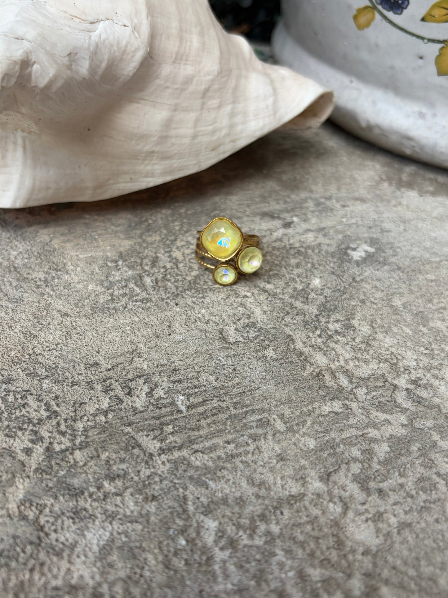Aurelia Three Stone Ring- Yellow