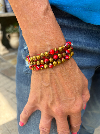 Shimmer Gold and Red Bracelet