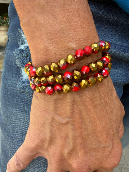 Shimmer Gold and Red Bracelet