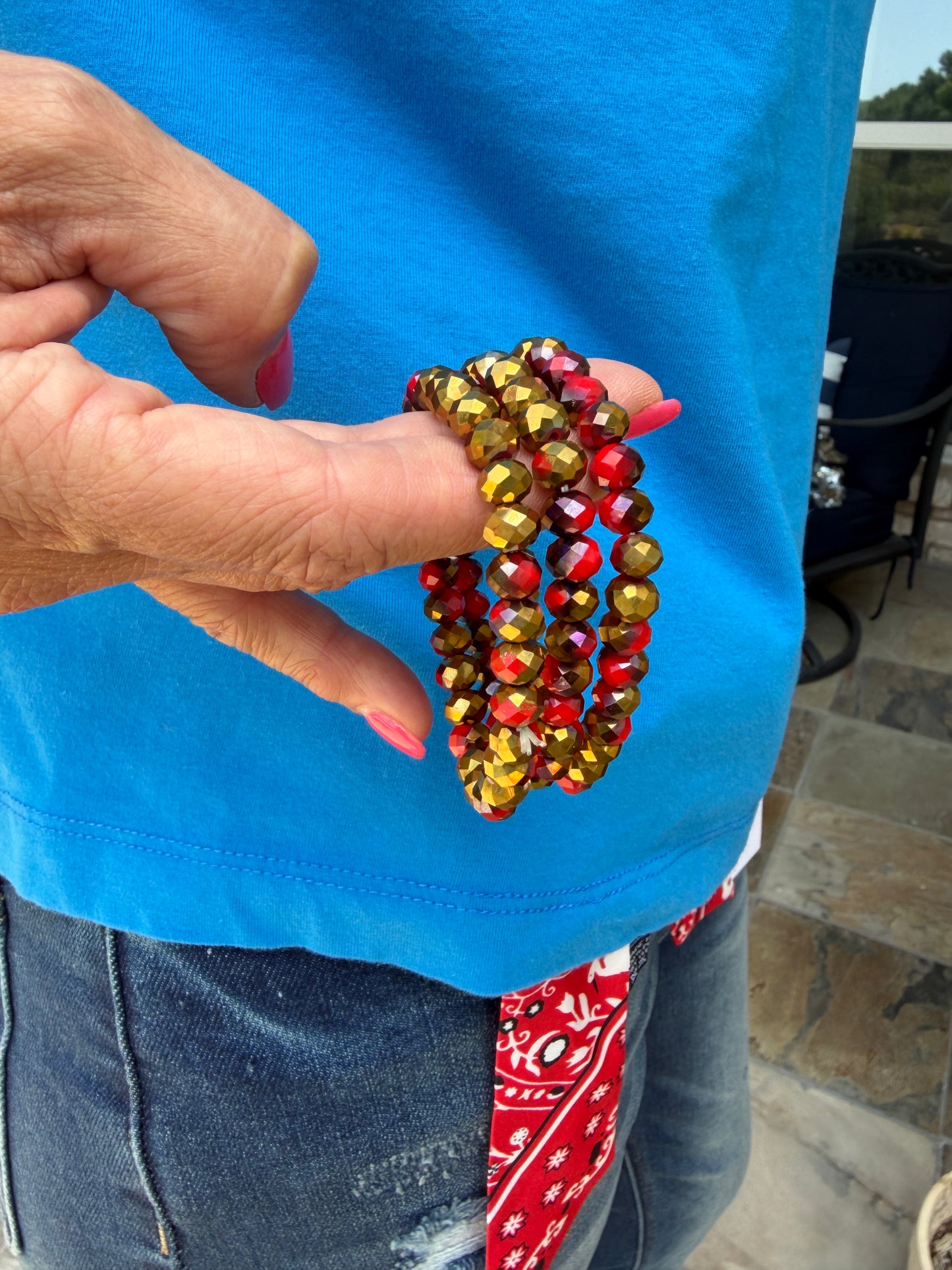Shimmer Gold and Red Bracelet