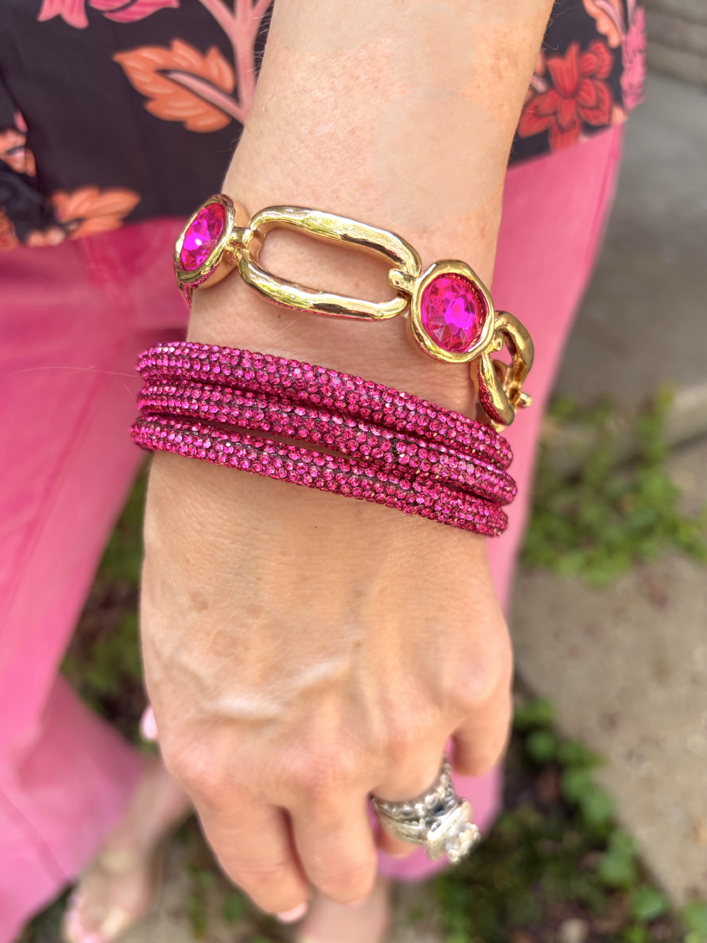 Fergie PInk Rhinestone Bracelet Set