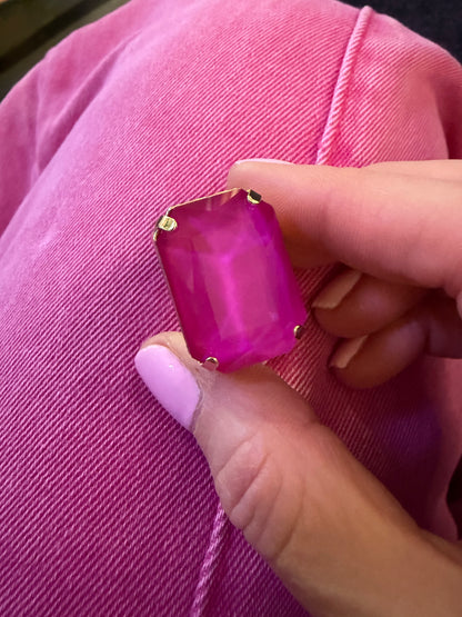 Grand Glam Crystal Ring- Bold Pink