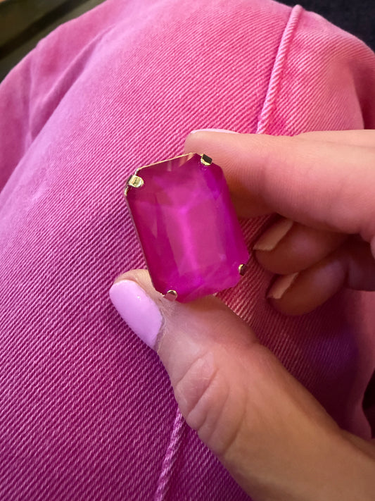 Grand Glam Crystal Ring- Bold Pink