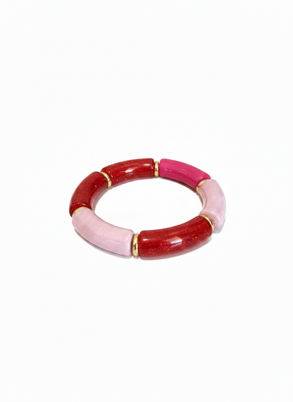Acrylic Bamboo Stretch Bracelet-Pinks