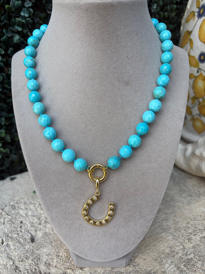 Horseshoe Turquoise Bead Necklace