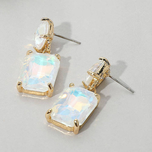 Rectangle Opaque White Earring