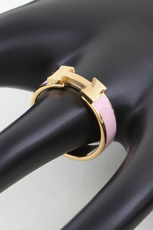 Enamel H Design Ring