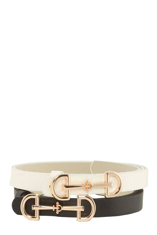 LUX HORSE BIT BUCKLE SKINNY BELT SET