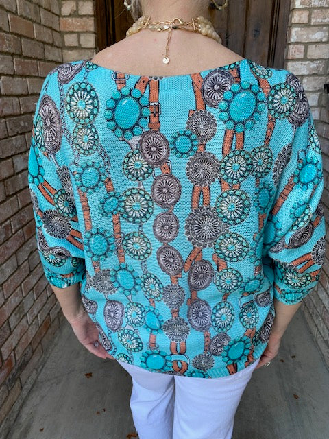 Turquoise Concho-Italian Knit