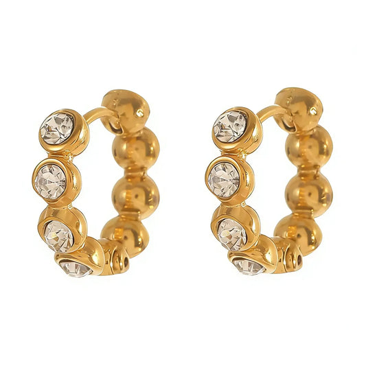 Beaded CZ Hoop Earrings