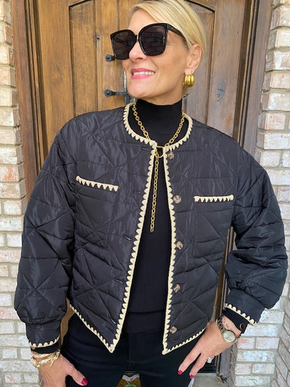 Black and Tan Puff Jacket