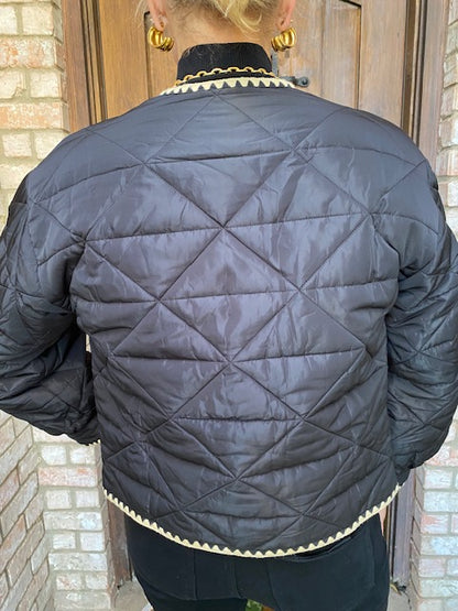 Black and Tan Puff Jacket