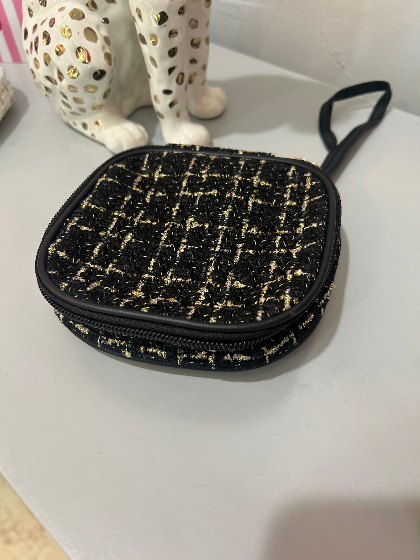 Black Tweed Make up Bag