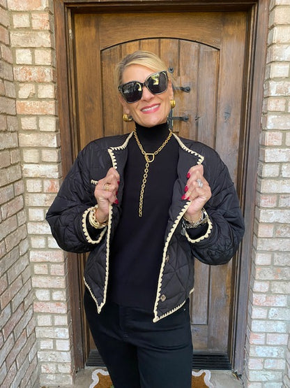 Black and Tan Puff Jacket