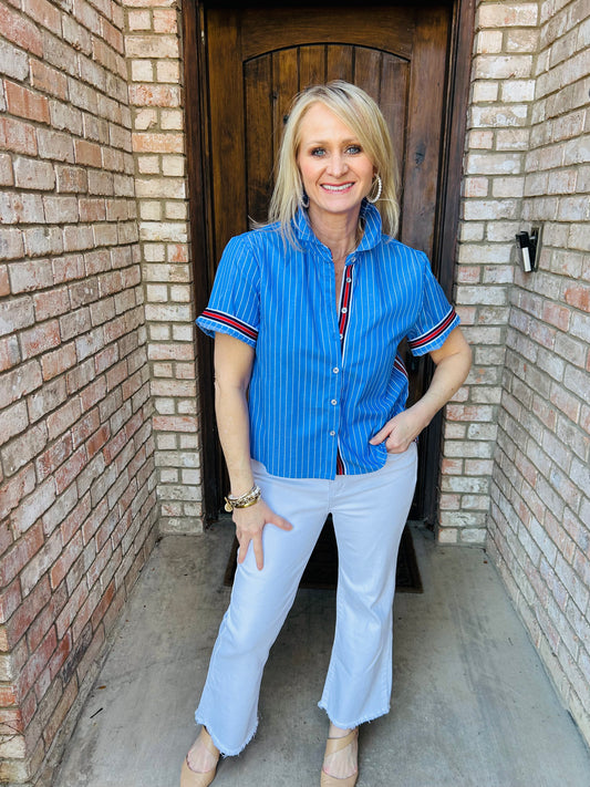 Oxford Blue Varsity Top