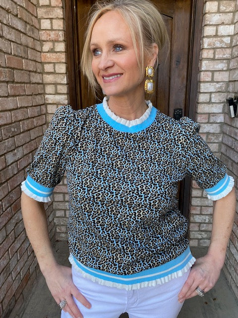 Ella Blue Leopard Top