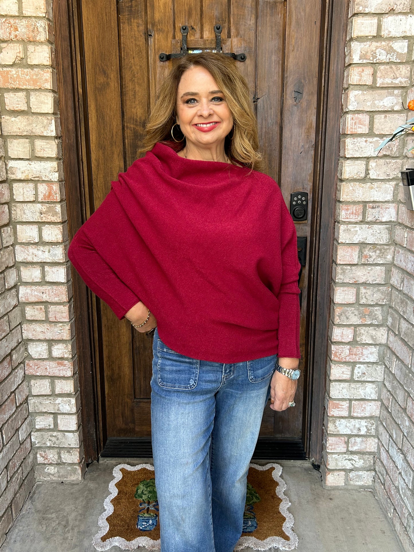 Bordeaux Asymmetrical Italian Sweater