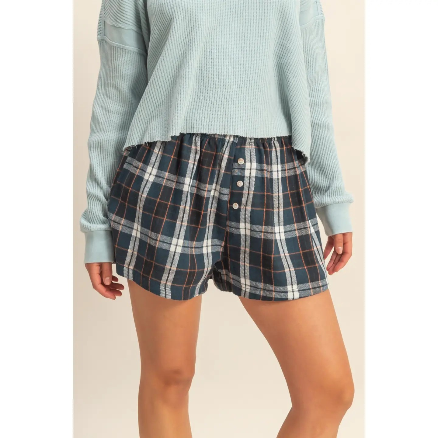 Green Plaid Sleep Shorts