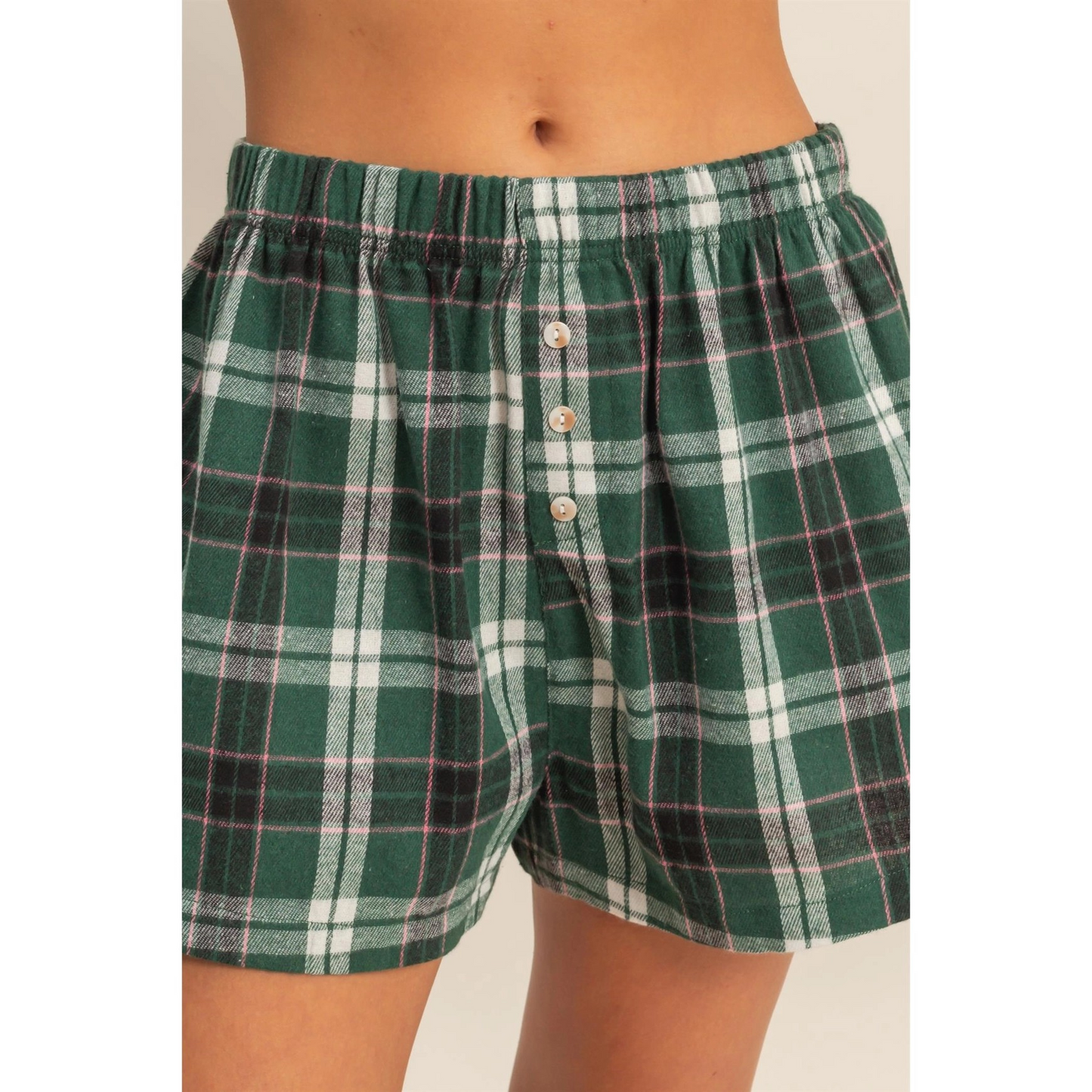 Green Plaid Sleep Shorts