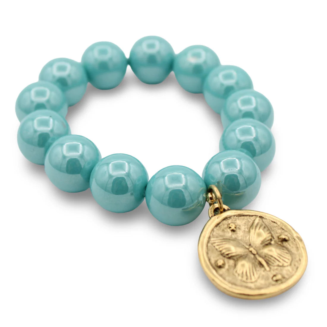 Butterfly Charm Aqua Bracelet